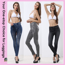 Plus Size High Waist Pockets Customized Printed Stretchy Seamless Jeans Leggings